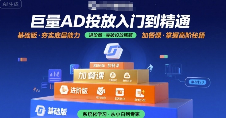 巨量AD投放入门到精通，基础版+进阶版+加餐课-U9联盟