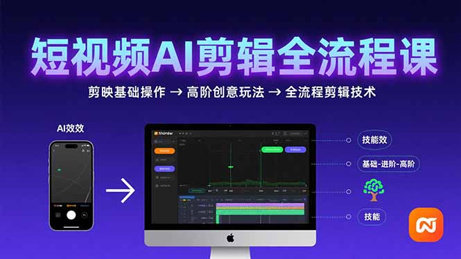 短视频AI剪辑技能，从剪映基础操作到高阶创意玩法，全流程剪辑技术-U9联盟