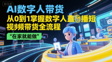 AI数字人带货，从0到1掌握数字人直播短视频带货全流程，在家就能做-U9联盟