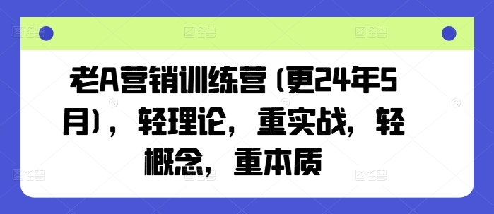 老A营销训练营(更25年6月)，轻理论，重实战，轻概念，重本质-U9联盟