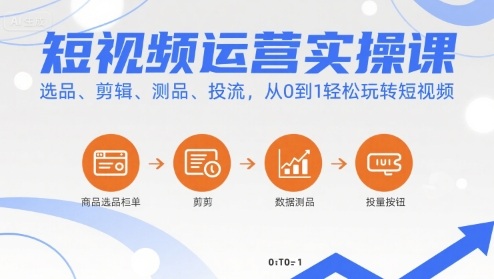 短视频运营实操课，选品、剪辑、测品、投流，从0到1轻松玩转短视频-U9联盟