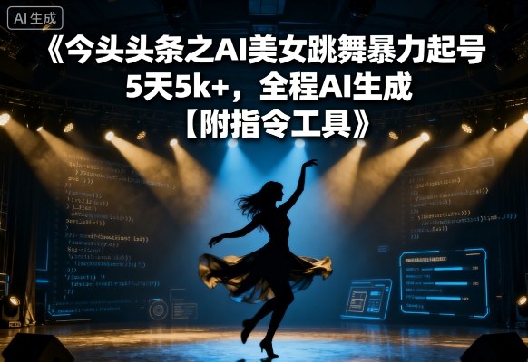 今日头条之AI美女跳舞暴力起号，5天1k+，全程AI生成【附指令工具】-U9联盟