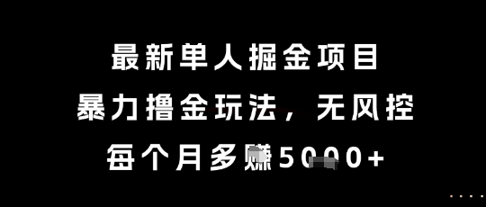 最新单人掘金项目，暴力撸金玩法，无风控，每个月多挣5k+【揭秘】-U9联盟