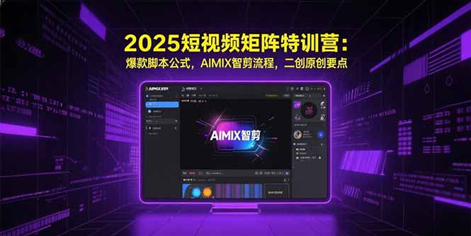 2025短视频矩阵特训营：爆款脚本公式，AIMIX智剪流程，二创原创要点-U9联盟
