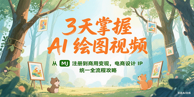 3天掌握AI绘图视频，从MJ 注册到商用变现，电商设计IP统一全流程攻略-U9联盟
