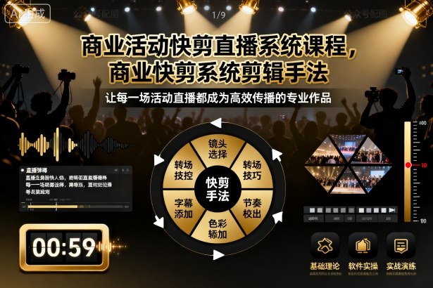 商业活动快剪直播系统课程,商业快剪系统剪辑手法-U9联盟