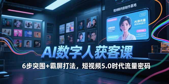 AI数字人获客课，6步突围+霸屏打法，短视频5.0时代流量密码-U9联盟