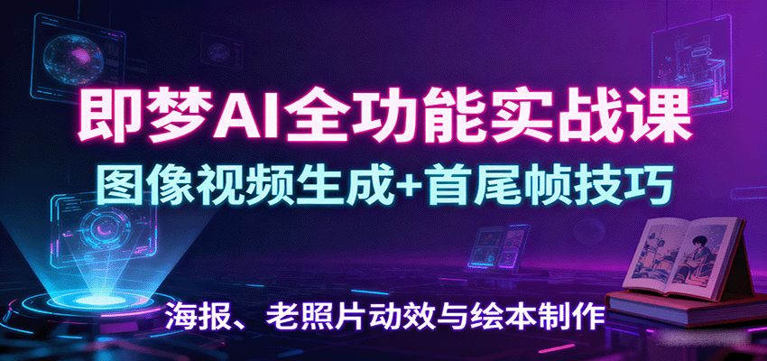 即梦AI全功能实战课：图像视频生成+首尾帧技巧，海报、老照片动效与绘本制作-U9联盟