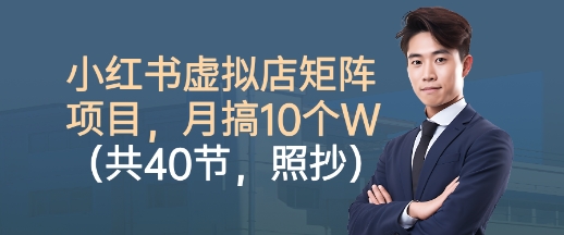 小红书虚拟店矩阵项目，照抄照做，月搞1W+(共40节)-U9联盟