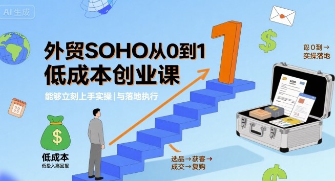 外贸SOHO从0到1低成本创业课，能够立刻上手实操与落地执行-U9联盟