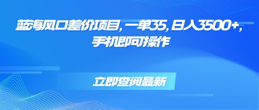 蓝海风口差价项目，一单35，日入3500+，手机即可操作-U9联盟