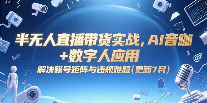 半无人直播带货实战，AI音咖+数字人应用 解决账号矩阵与违规难题(更新7月-U9联盟