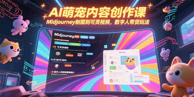 AI萌宠内容创作课，Midjourney制图到可灵视频，数字人带货玩法-U9联盟