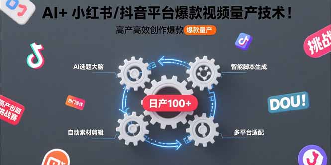 AI+小红书/抖音平台爆款视频量产技术：高产高效创作爆款视频！-U9联盟