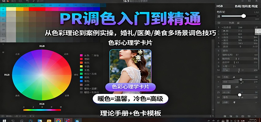 PR调色入门到精通：从色彩理论到案例实操，婚礼/医美/美食多场景调色技巧-U9联盟