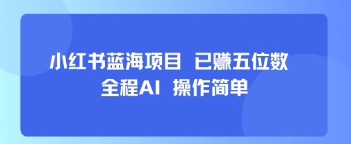 小红书蓝海项目，全程AI，操作简单，已挣五位数-U9联盟