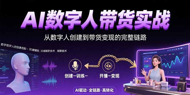 AI数字人+带货实战：从数字人创建到带货变现的完整链路-U9联盟