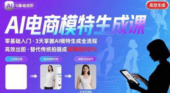 AI模特进阶课程，0基础高效生成逼真电商模特图-U9联盟