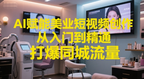 AI赋能美业短视频创作，从入门到精通，打爆同城流量，超级AI工具短视频实操落地-U9联盟
