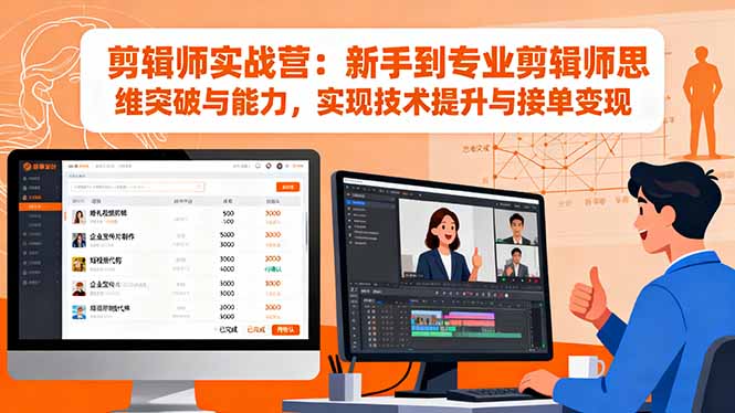 剪辑师实战营：新手到专业剪辑师思维突破与能力，实现技术提升与接单变现-U9联盟