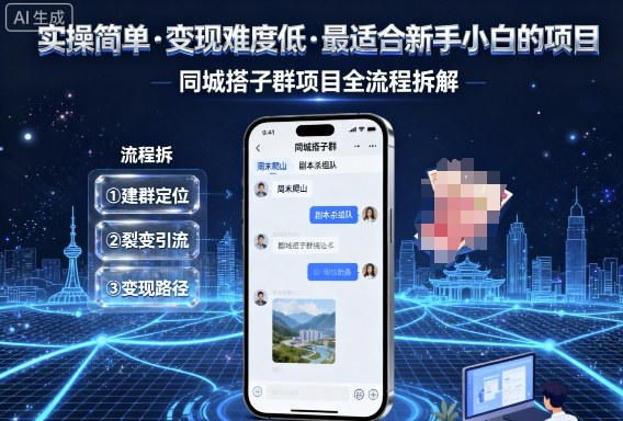实操简单，变现难度低，最适合新手小白做的项目，每天轻松收入3张，同城搭子群项目全流程拆解-U9联盟