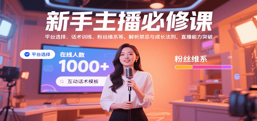 新手主播必修课：平台选择、话术训练、粉丝维系等，解析禁忌与成长法则，突破直播能力-U9联盟