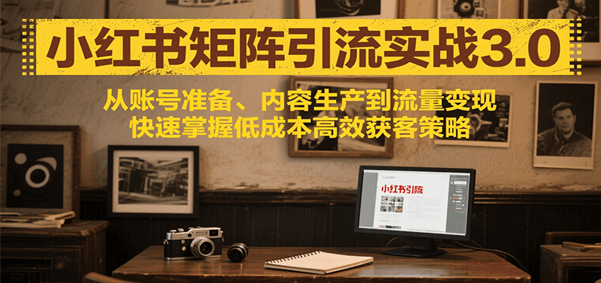 小红书矩阵引流3.0，从账号准备、内容生产到流量变现，快速掌握低成本高效获客策略-U9联盟