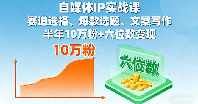自媒体IP实战课，赛道选择、爆款选题、文案写作，半年10万粉+六位数变现-U9联盟