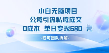 小白无脑项目公域引流私域成交0成本单日变现680米-U9联盟