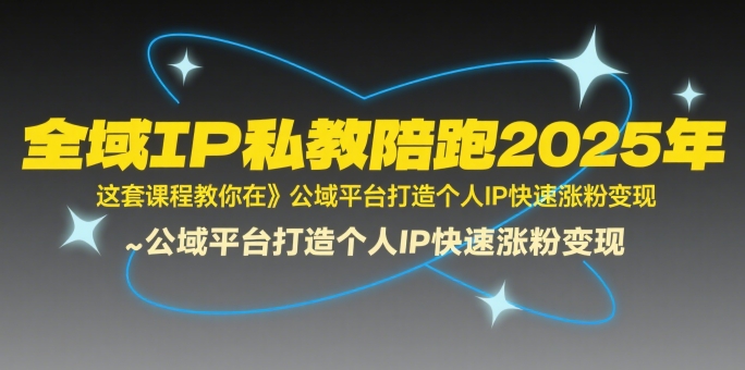 全域IP私教陪跑2025年，这套课程教你在​公域平台打造个人IP快速涨粉变现-U9联盟