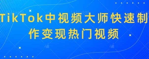TikTok中视频大师快速制作变现热门视频-U9联盟