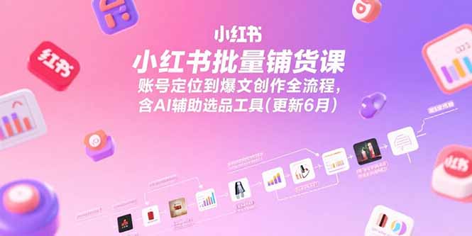 小红书批量铺货课，账号定位到爆文创作全流程，含AI辅助选品工具(更新6月-U9联盟