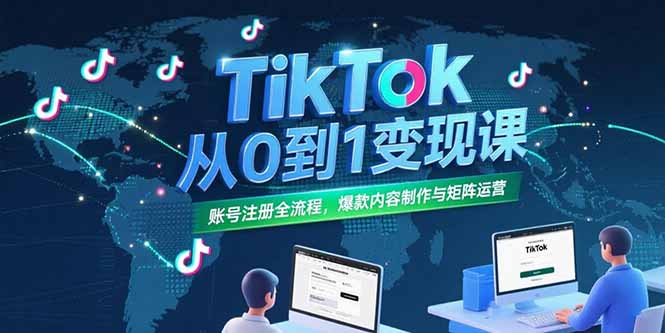 TikTok从0到1变现课，账号注册全流程，爆款内容制作与矩阵运营-U9联盟