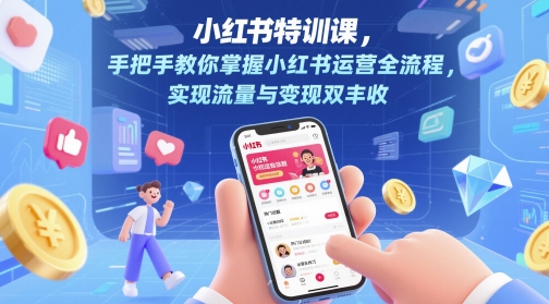 小红书特训课，手把手教你掌握小红书运营全流程，实现流量与变现双丰收-U9联盟