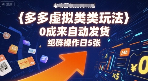 多多虚拟类目玩法，0成本全自动发货，矩阵操作日5张-U9联盟