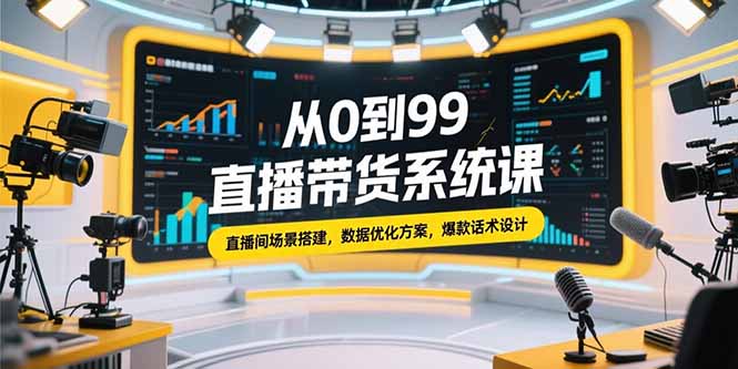 从0到99直播带货系统课，直播间场景搭建，数据优化方案，爆款话术设计-U9联盟