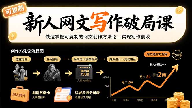 新人网文写作破局课：快速掌握可复制的网文创作方法论，实现写作创收-U9联盟