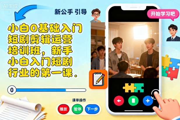 小白0基础入门短剧剪辑运营培训班，新手小白入门短剧行业的第一课-U9联盟