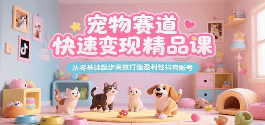 宠物赛道快速变现精品课，从零基础起步高效打造盈利性抖音账号-U9联盟