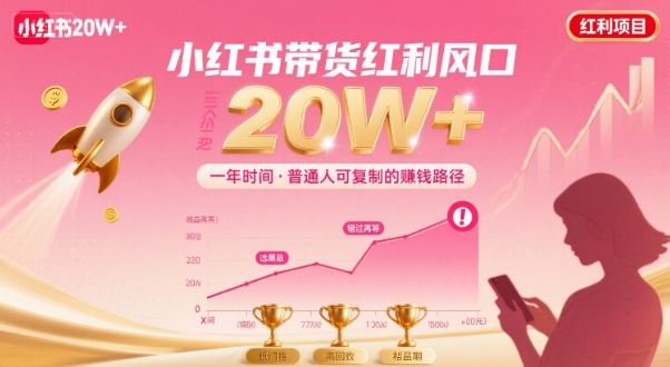 一年时间靠小红书带货项目年入20w+，最不能错的大红利项目-U9联盟