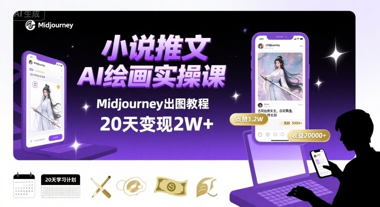 小说推文干货分享之AI绘画MJ出图实操课，用Midjourney做小说推文，20天挣2w-U9联盟