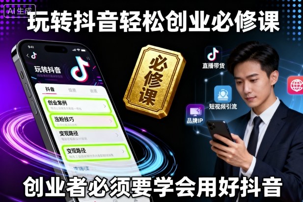 玩转抖音轻松创业必修课，创业者必须要学会用好抖音-U9联盟