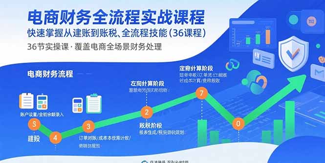 电商财务全流程实战课程：快速掌握从建账到报税的全流程技能(36节课-U9联盟