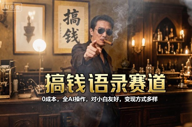 搞钱语录赛道，0成本，全AI操作，对小白友好，变现方式多样-U9联盟