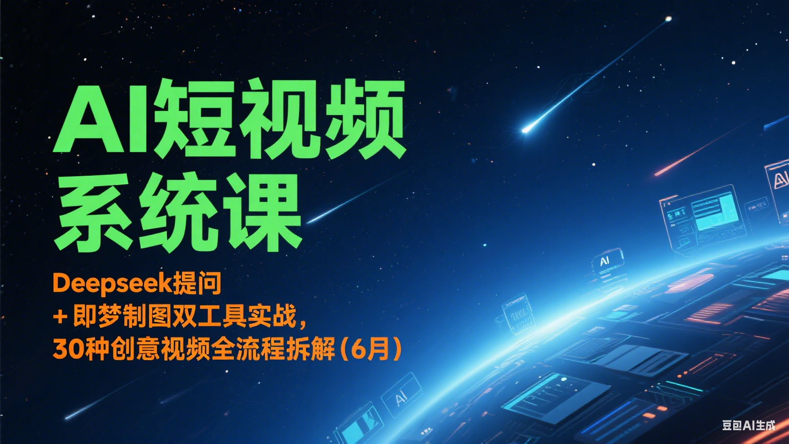 AI短视频系统课：Deepseek提问 + 即梦制图双工具实战，30种创意视频全流程拆解(6月)-U9联盟