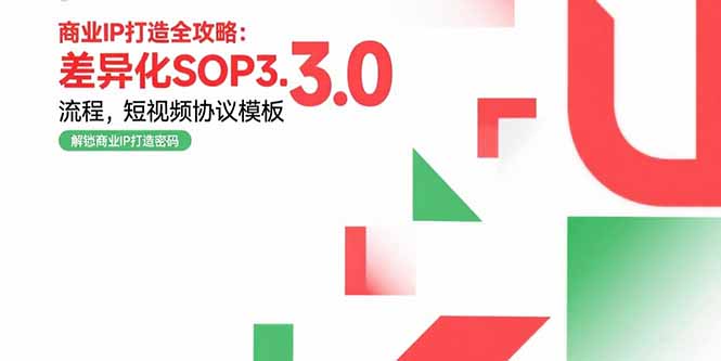 商业IP打造全攻略：差异化SOP3.0流程，短视频协议模板，婚恋项目实战案例-U9联盟