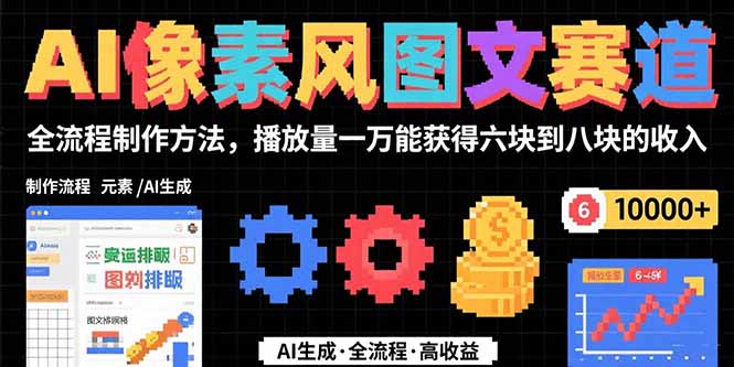 AI像素风图文赛道：全流程制作方法，播放量一万能获得6块到8块的收入-U9联盟