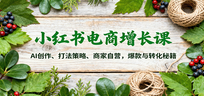 小红书电商增长课：AI创作、打法策略、商家自营，爆款与转化秘籍-U9联盟