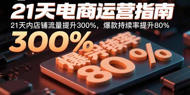 21天电商运营指南：21天内店铺流量提升300%，爆款持续率提升80%-U9联盟