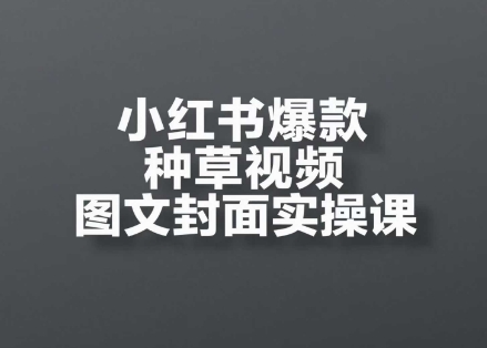 小红书爆款种草视频图文封面实操课，​开店、选品、引流、变现全流程-U9联盟
